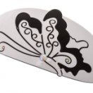 ТЕ 234796 Заколка автомат" Черная роза на белом фоне"  Длина 9 см.