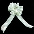 БР 1705040 Белый бант- шар  с полосой для упаковки. Ширина 5 см. Диаметр 17,5 см.