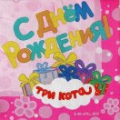 3468406 (ДБ 6014893) Салфетки розовые "Три кота" (12 шт.) Размер 33*33 см.