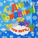 3468407 (ДБ 6014902) Салфетки синие "Три кота" (12 шт.) Размер 33*33 см.