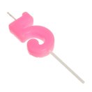 2385803 Свеча в торт "Цифра 5.Розовая" на палочке. Высота свечи 4,5 см.