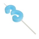 2385810 Свеча в торт "Цифра 3.Голубая" на палочке. Высота свечи 4,5 см.