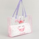 3573436 Сумка пластиковая на длинной ручке "Единорог" Размер 40 *30 *10 см. Прозрачная